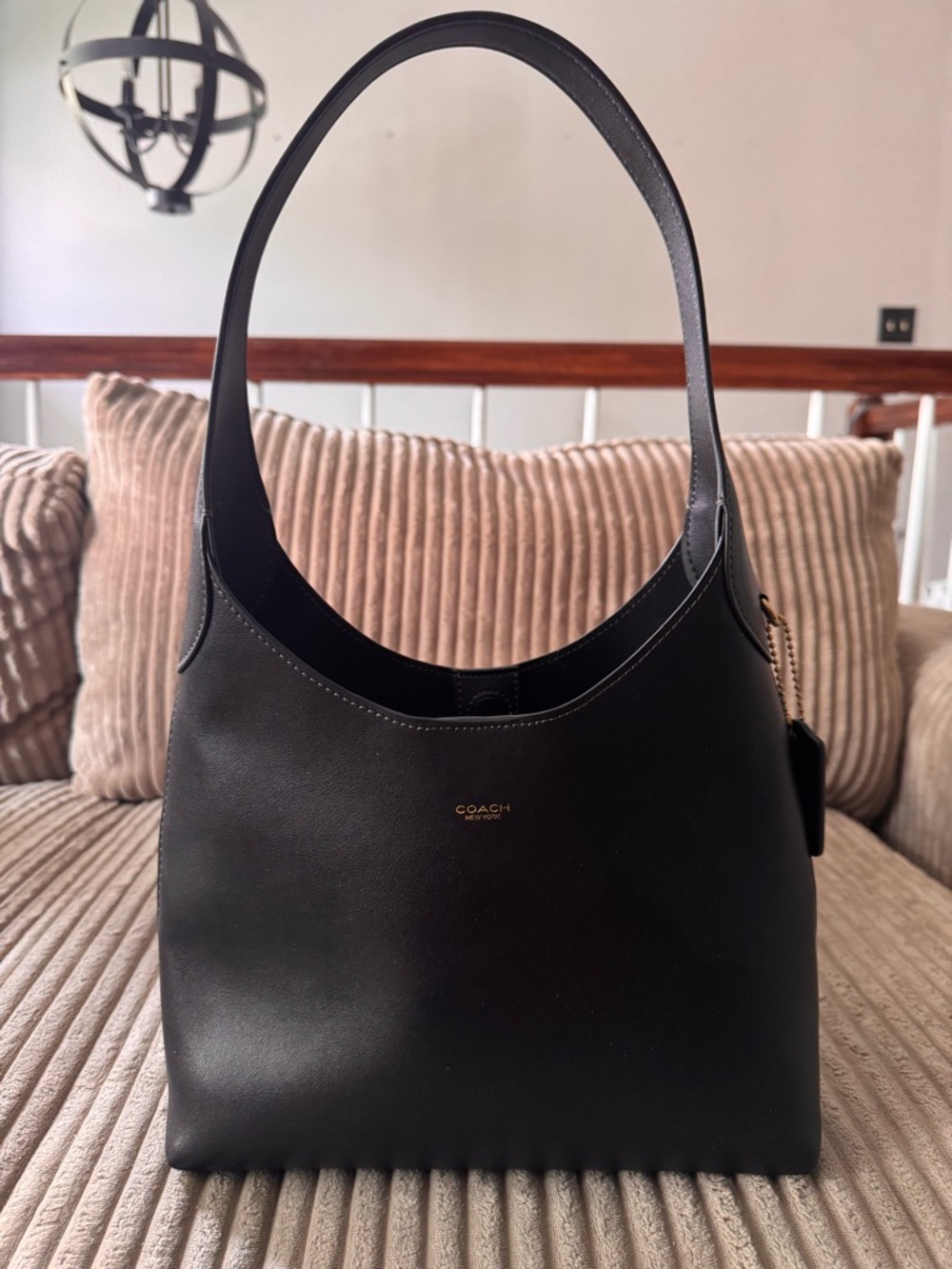 *SOLD*Coach Brooklyn 28 Black Leather Shoulder Hobo with Gold Logo